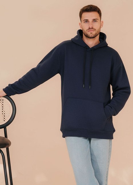 Alkaram Studio Fleece Winter Hoodie - Navy Blue