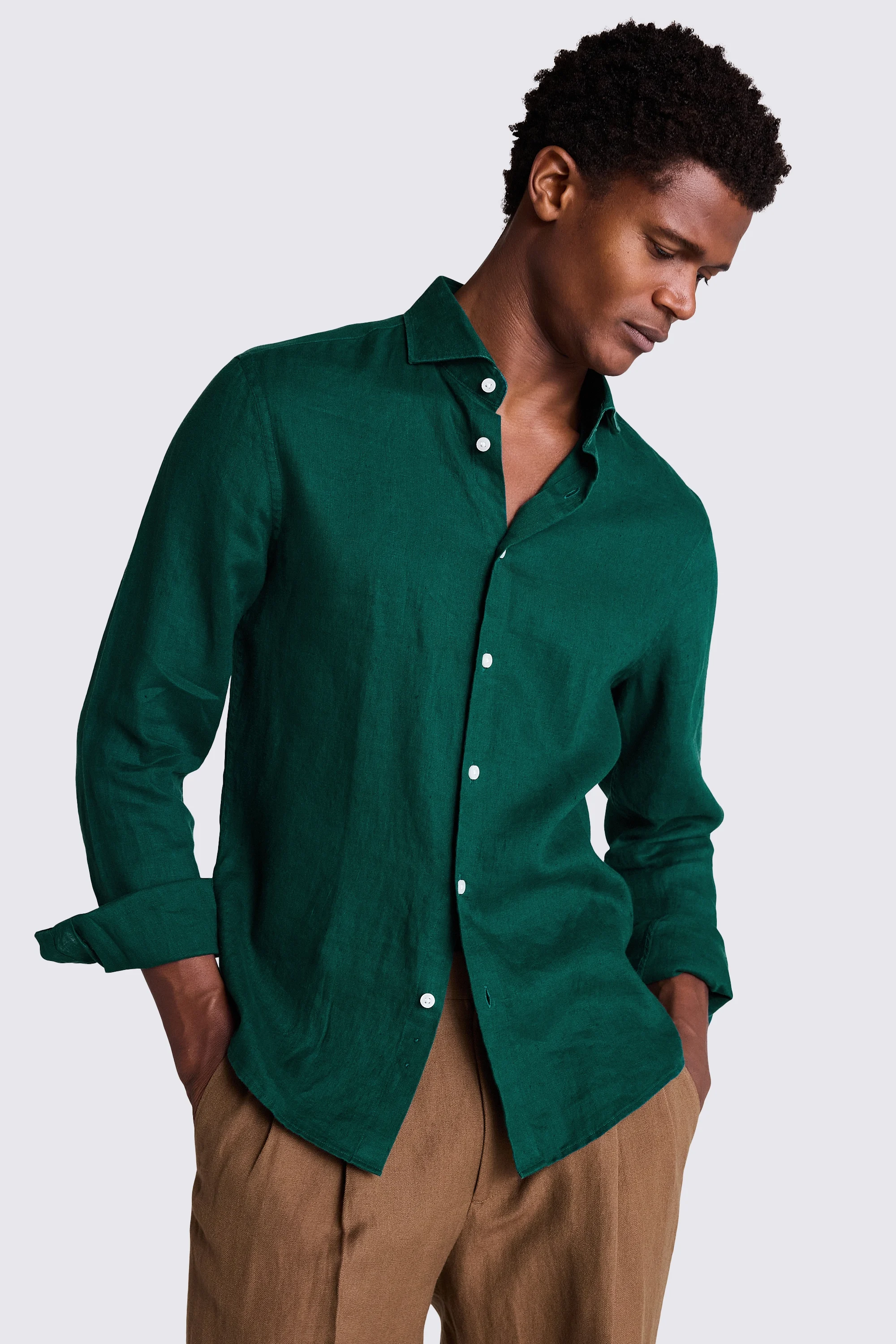 Sapphire Casual Cotton Shirt (Men) - Emerald Green