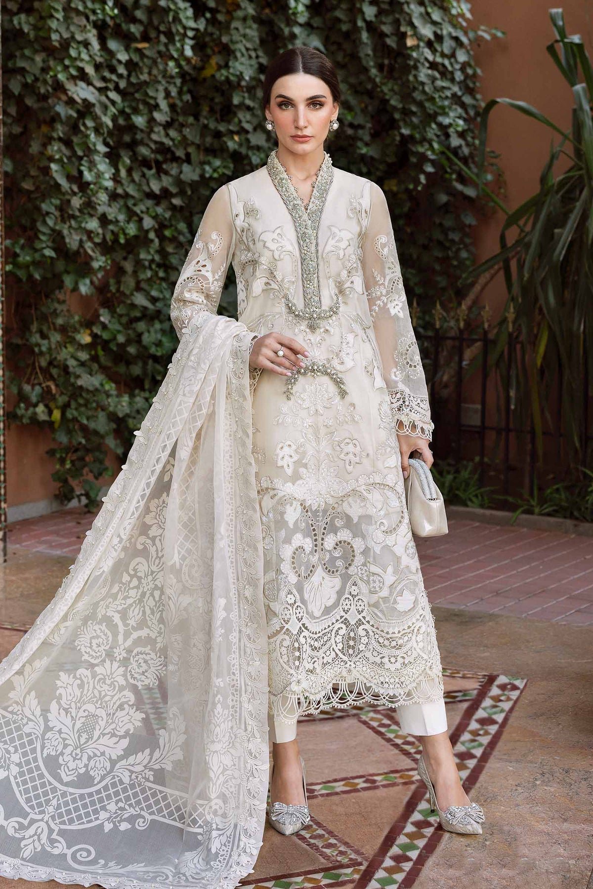 Maria B 3-Piece Unstitched Lawn Suit - Off-White