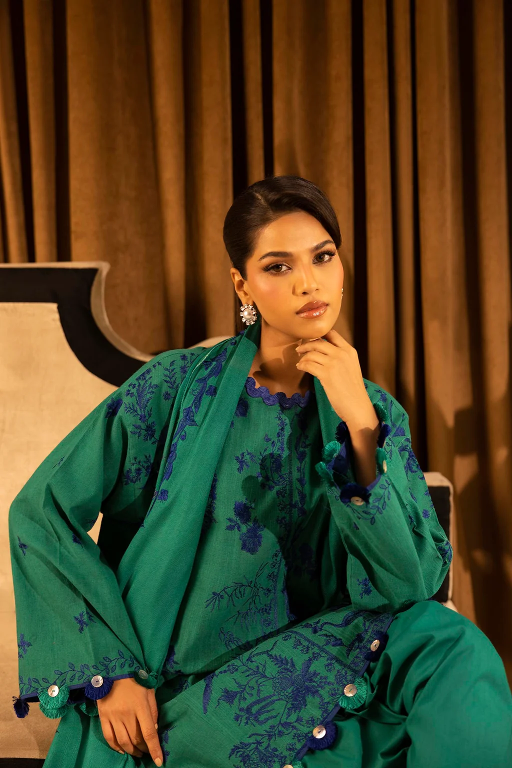 Sana Safinaz Waistcoat (Wedding Wear) - Emerald Green