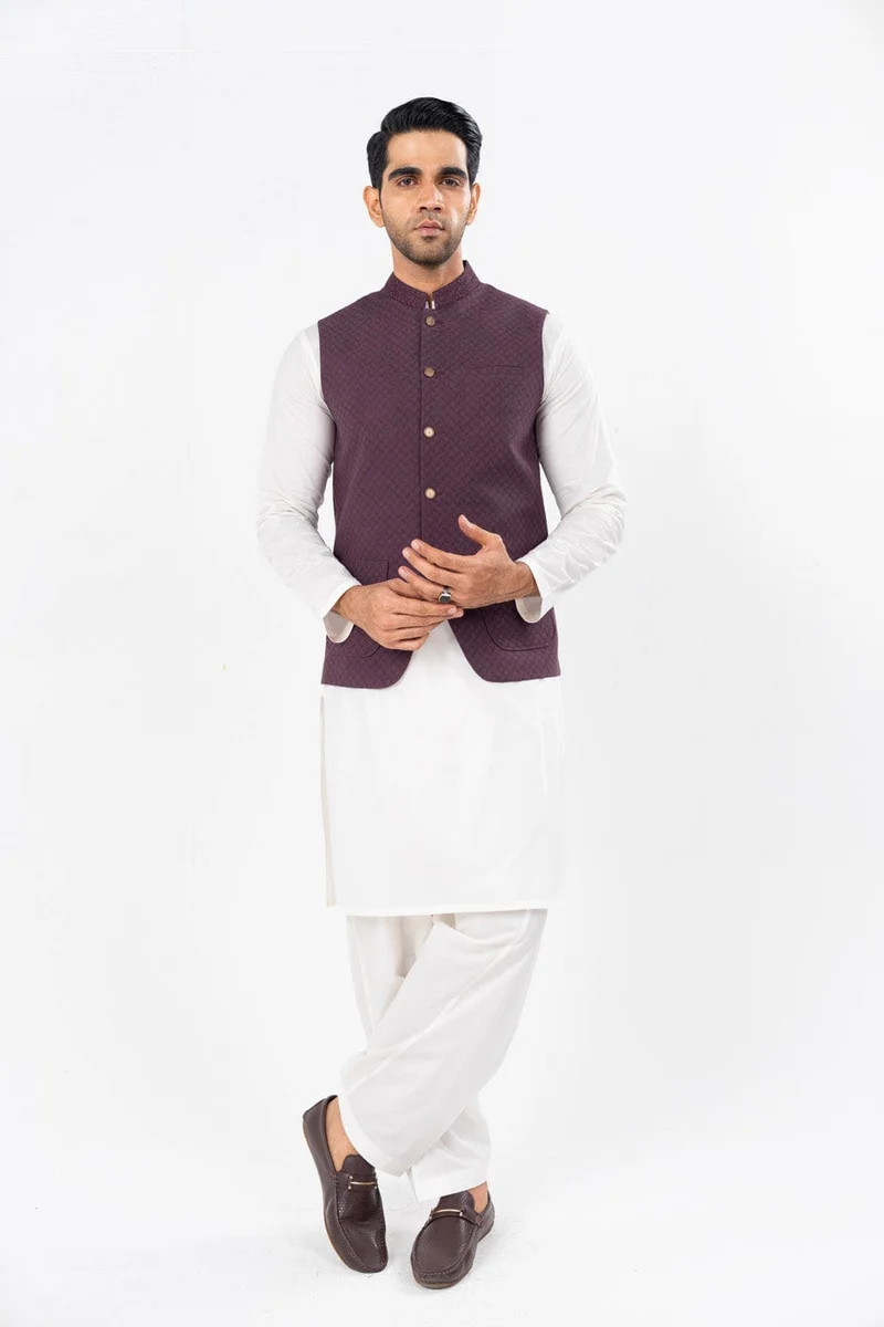 Alkaram Studio Waistcoat (Wedding Wear) - Rani Pink