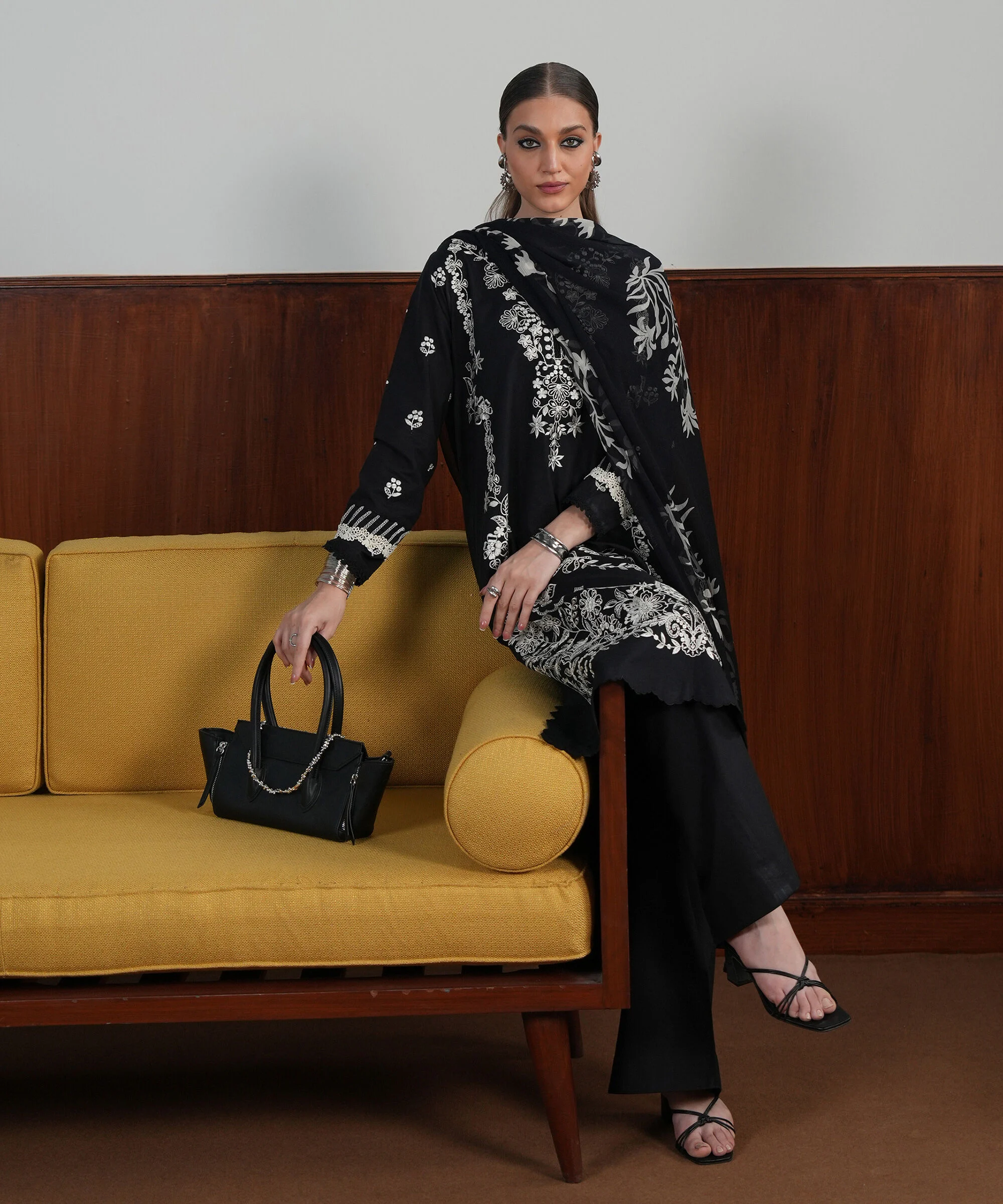 Sapphire 3-Piece Unstitched Lawn Suit - Black