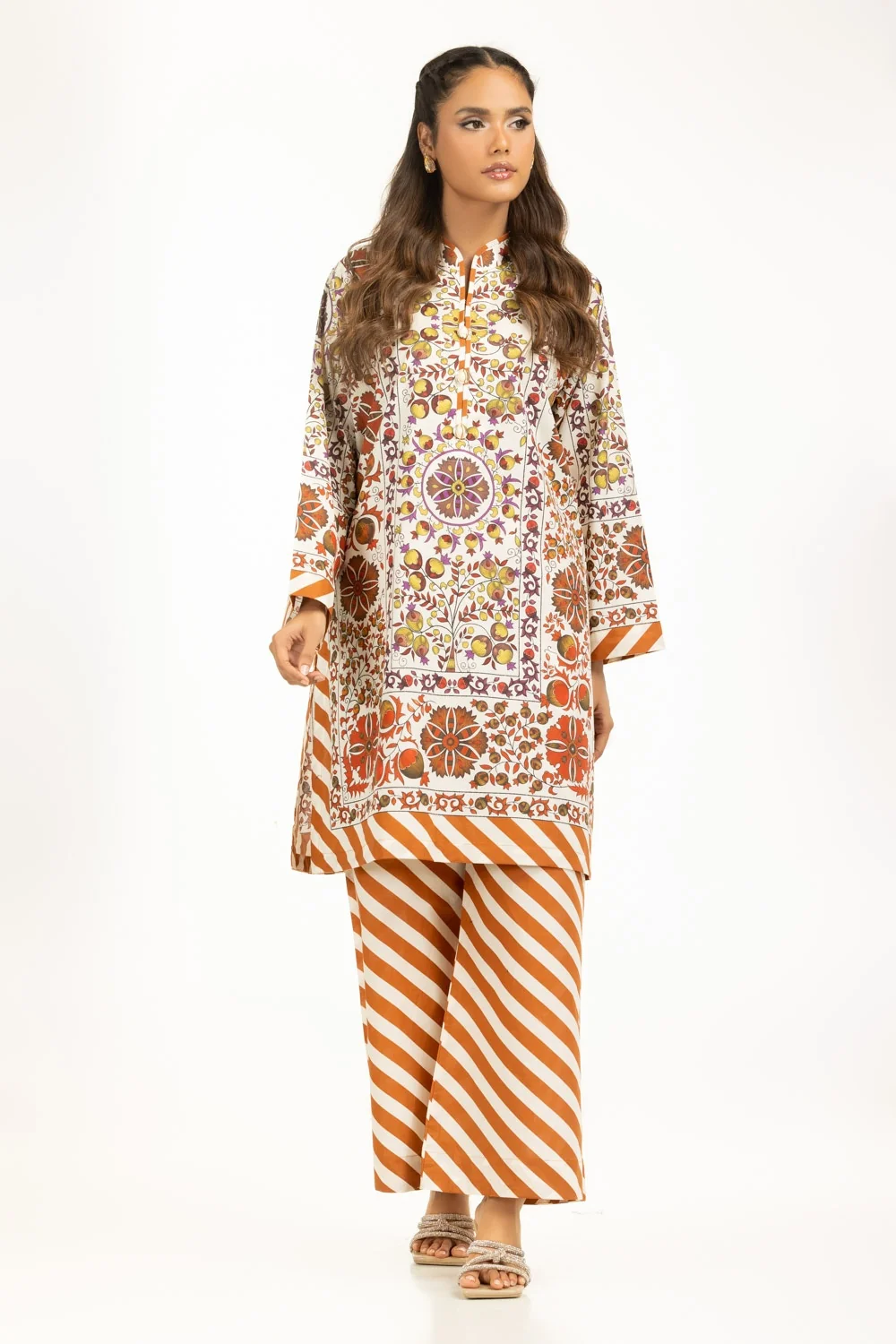 Gul Ahmed Cambric Winter Suit - Beige